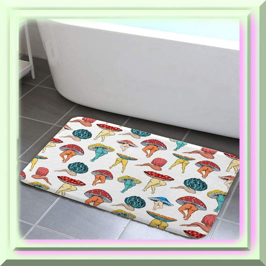 Funny Mushroom Butt Bathroom Rug 17x29 White