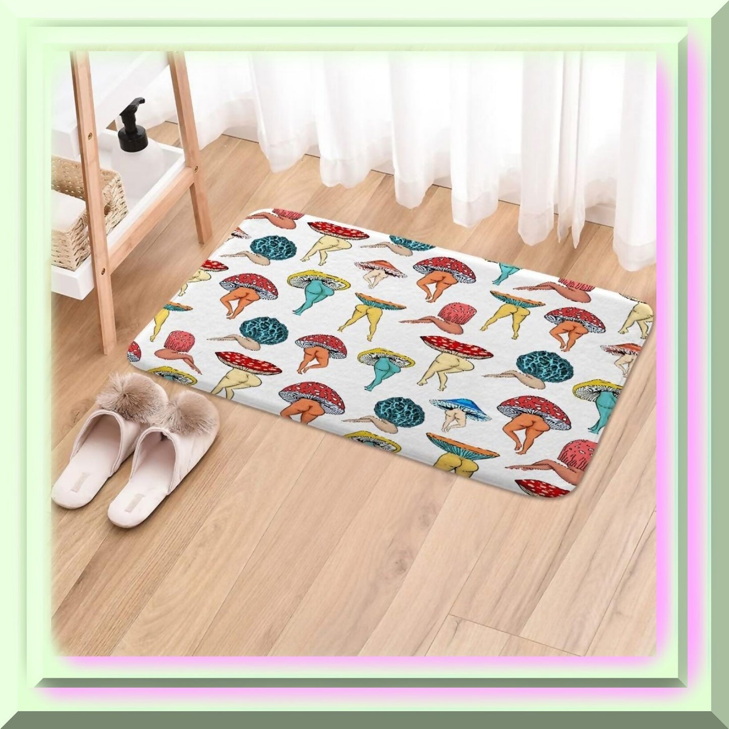 Funny Mushroom Butt Bathroom Rug 17x29 White