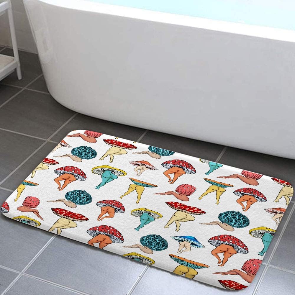 Funny Mushroom Butt Bathroom Rug 17x29 White