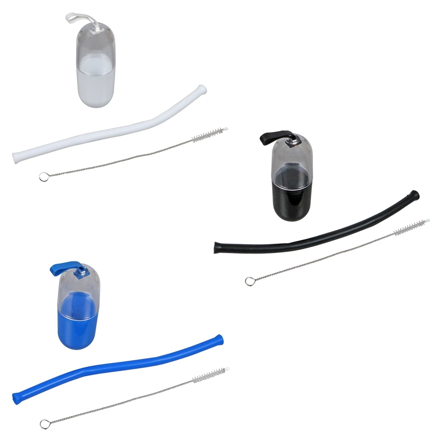 Silicone Travel Straws with Brush Cleaners, 2.125x3.125-in. (Pack of 36)