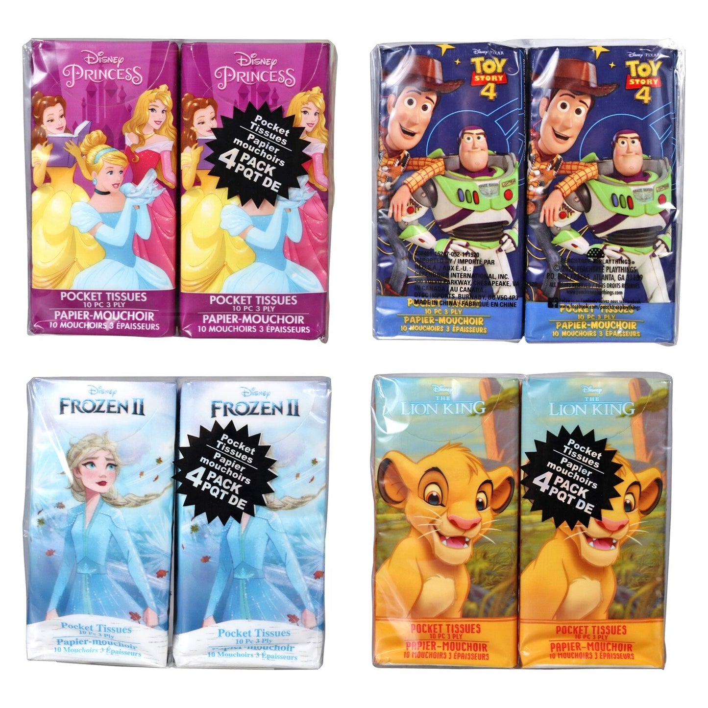 Licensed Character 3-Ply Pocket Tissues, 4-ct. Packs (Pack of 48)
