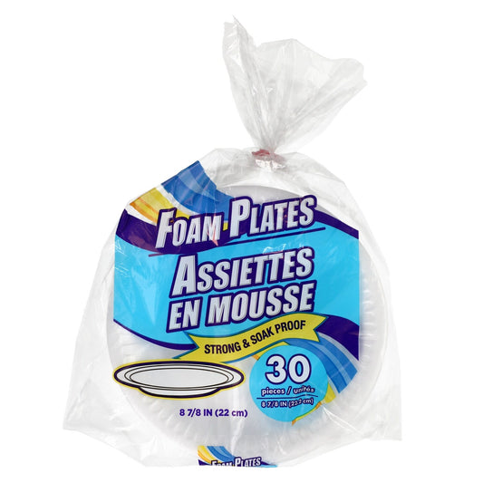White Foam Dinner Plates, 9 in. (Pack of 32)
