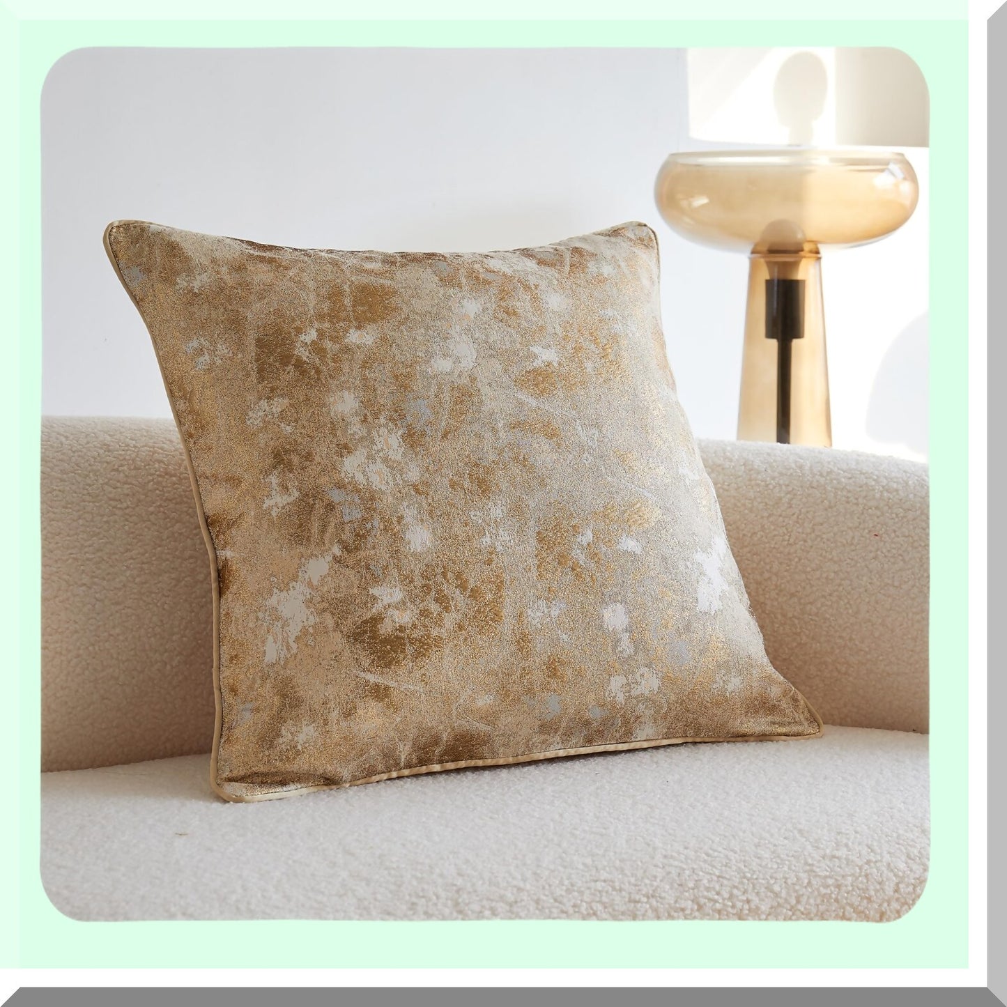Luxury Gold Shimmer Pillowcase - 24x24 Inch Ultra Soft Cushion Cover for Sofa, Couch, Chair, Bed - Elegant Decorative Throw Pillow - 1Piece