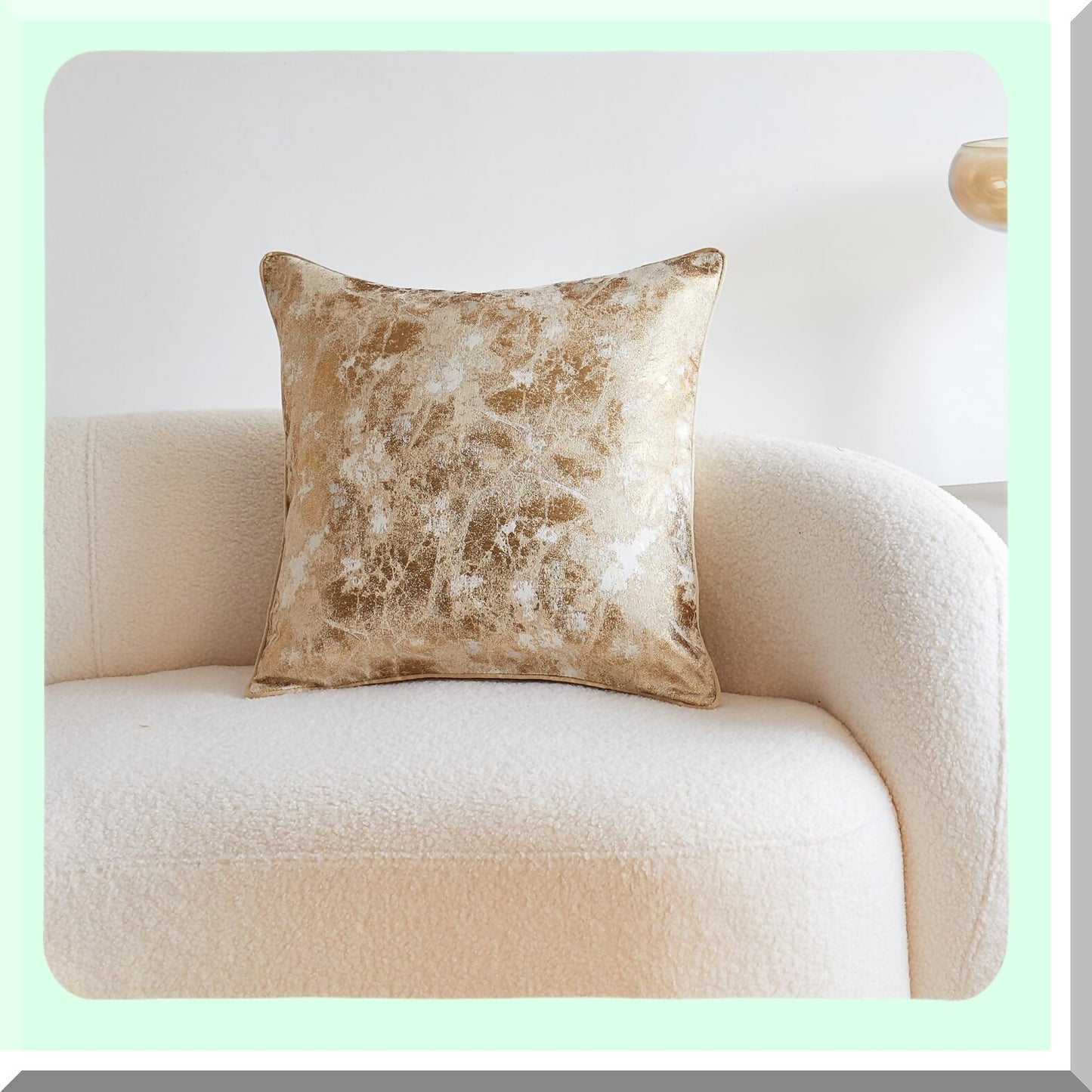 Luxury Gold Shimmer Pillowcase - 24x24 Inch Ultra Soft Cushion Cover for Sofa, Couch, Chair, Bed - Elegant Decorative Throw Pillow - 1Piece