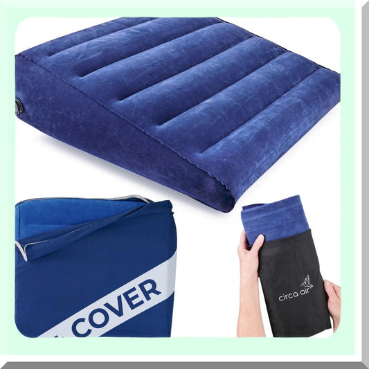 TravelEase Inflatable Wedge Pillow - Extra Wide 27" Bed Wedge with Cover. Sleep Better with Acid Reflux, Anti Snore, Gerd Relief. Elevated Triangle Pillow for Leg Elevation on the Go!