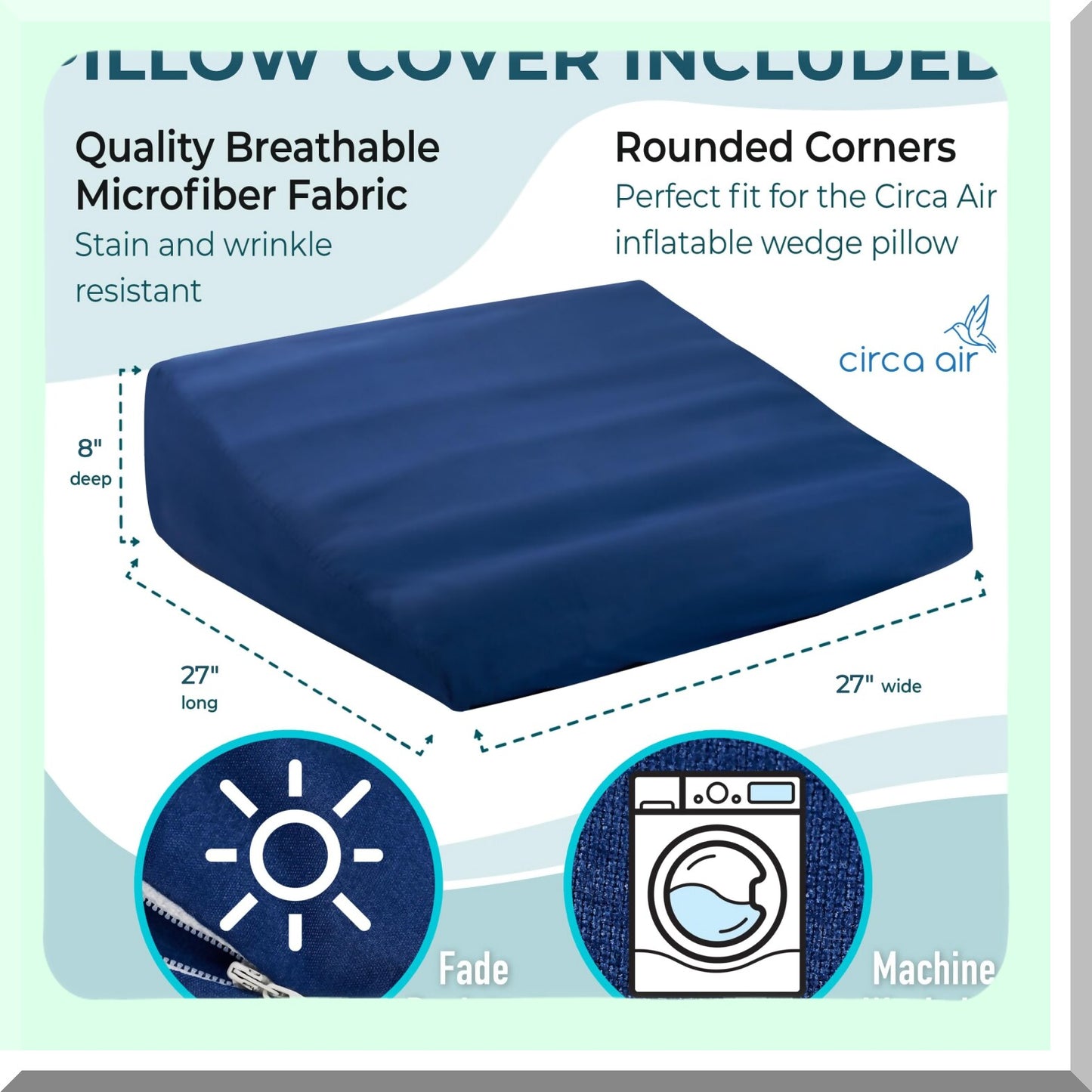 TravelEase Inflatable Wedge Pillow - Extra Wide 27" Bed Wedge with Cover. Sleep Better with Acid Reflux, Anti Snore, Gerd Relief. Elevated Triangle Pillow for Leg Elevation on the Go!