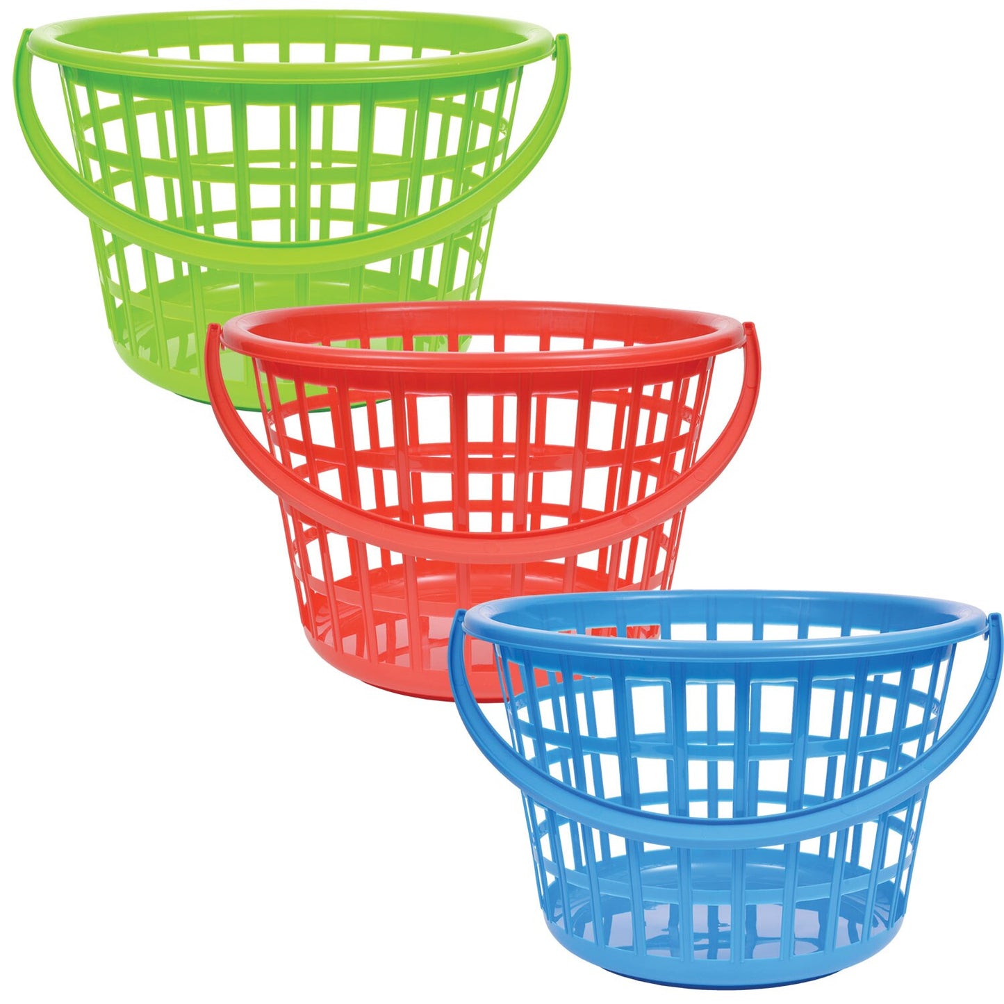 Round Plastic Storage Baskets with Handles (Pack of 36)