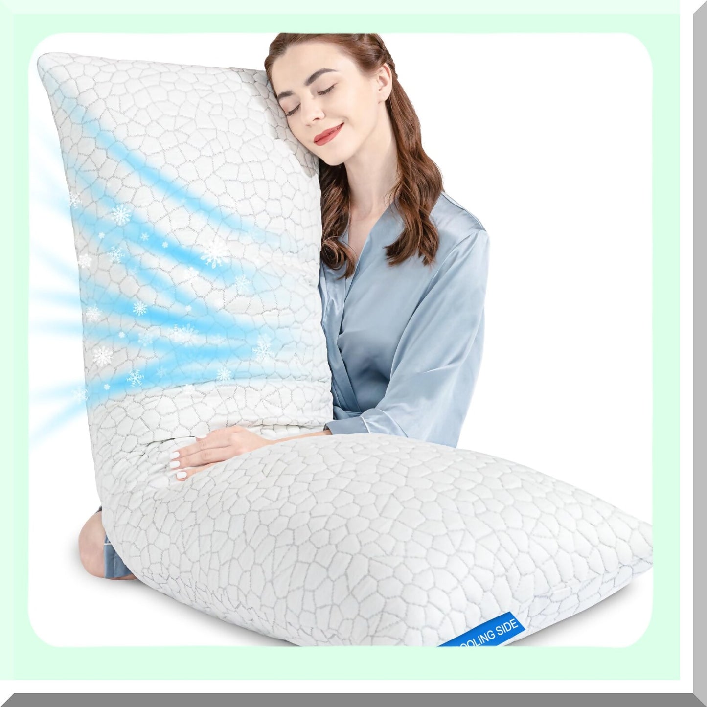CoolBreeze Body Pillow - 58" Adjustable Memory Foam Pillow with Bamboo Cover. Support for Neck, Back, Legs, and Maternity. Stay Cool and Comfortable All Night Long!
