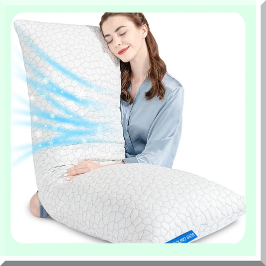 CoolBreeze Body Pillow - 58" Adjustable Memory Foam Pillow with Bamboo Cover. Support for Neck, Back, Legs, and Maternity. Stay Cool and Comfortable All Night Long!