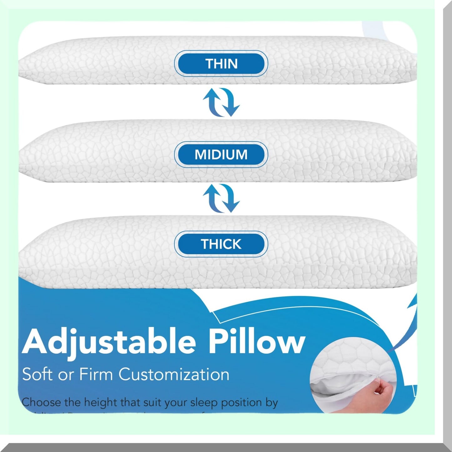 CoolBreeze Body Pillow - 58" Adjustable Memory Foam Pillow with Bamboo Cover. Support for Neck, Back, Legs, and Maternity. Stay Cool and Comfortable All Night Long!