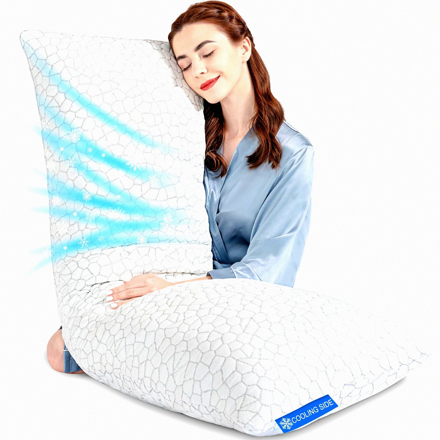 CoolBreeze Body Pillow - 58" Adjustable Memory Foam Pillow with Bamboo Cover. Support for Neck, Back, Legs, and Maternity. Stay Cool and Comfortable All Night Long!