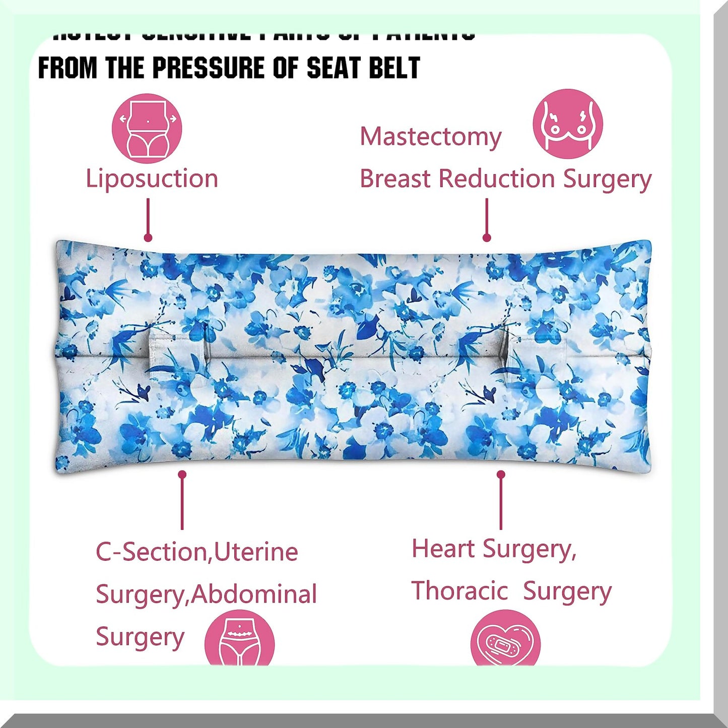 RecoverEase Comfort Pillow - Mastectomy, Heart Surgery, Hysterectomy, C-Section, Chemo Port, Pacemaker Seatbelt Protection. Ideal Breast Cancer Gifts.