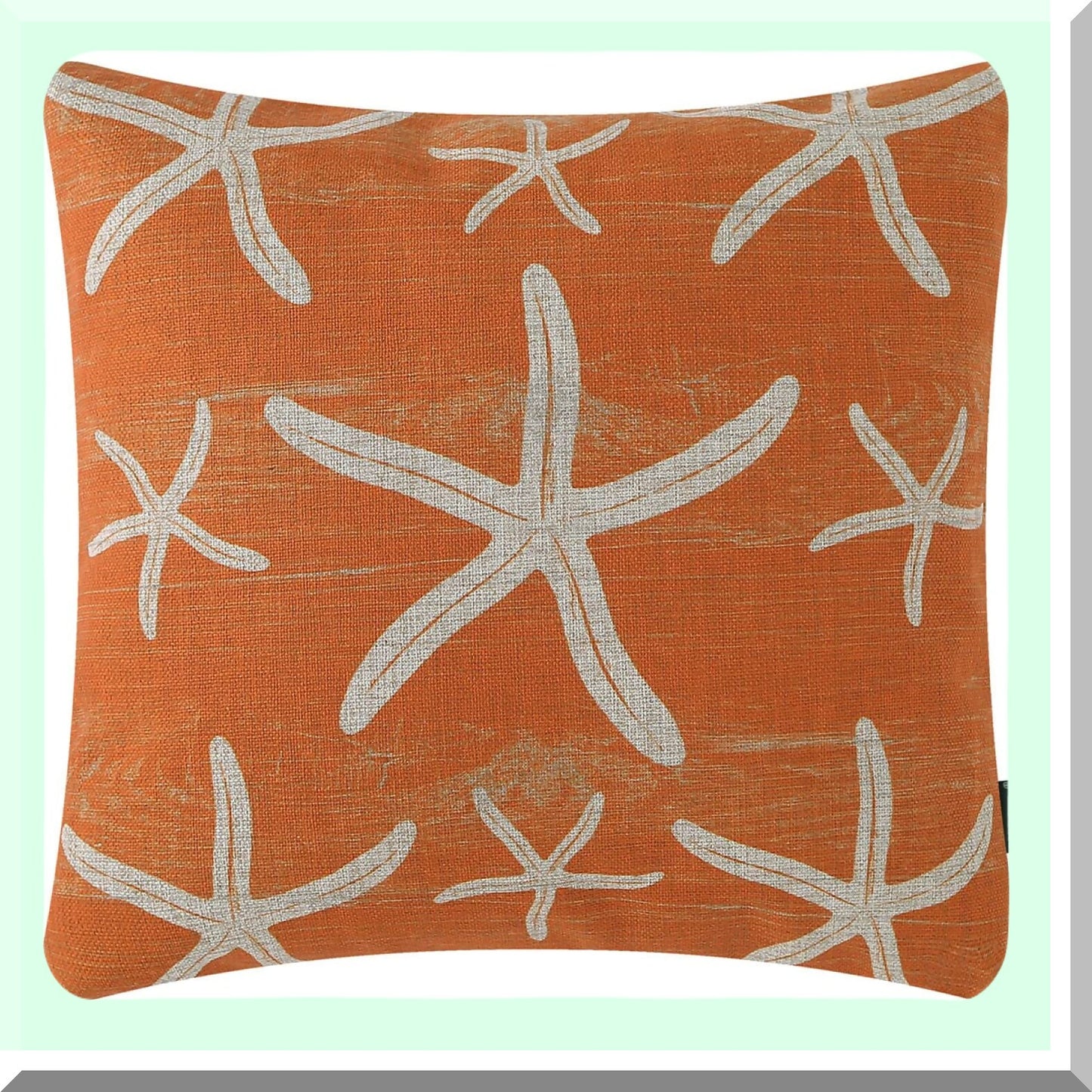 Coastal Starfish Decor Pillowcase - 18x18 Inch Orange Cushion Cover for Couch Sofa - Square Motif Throw Pillow Cover - PL914TR