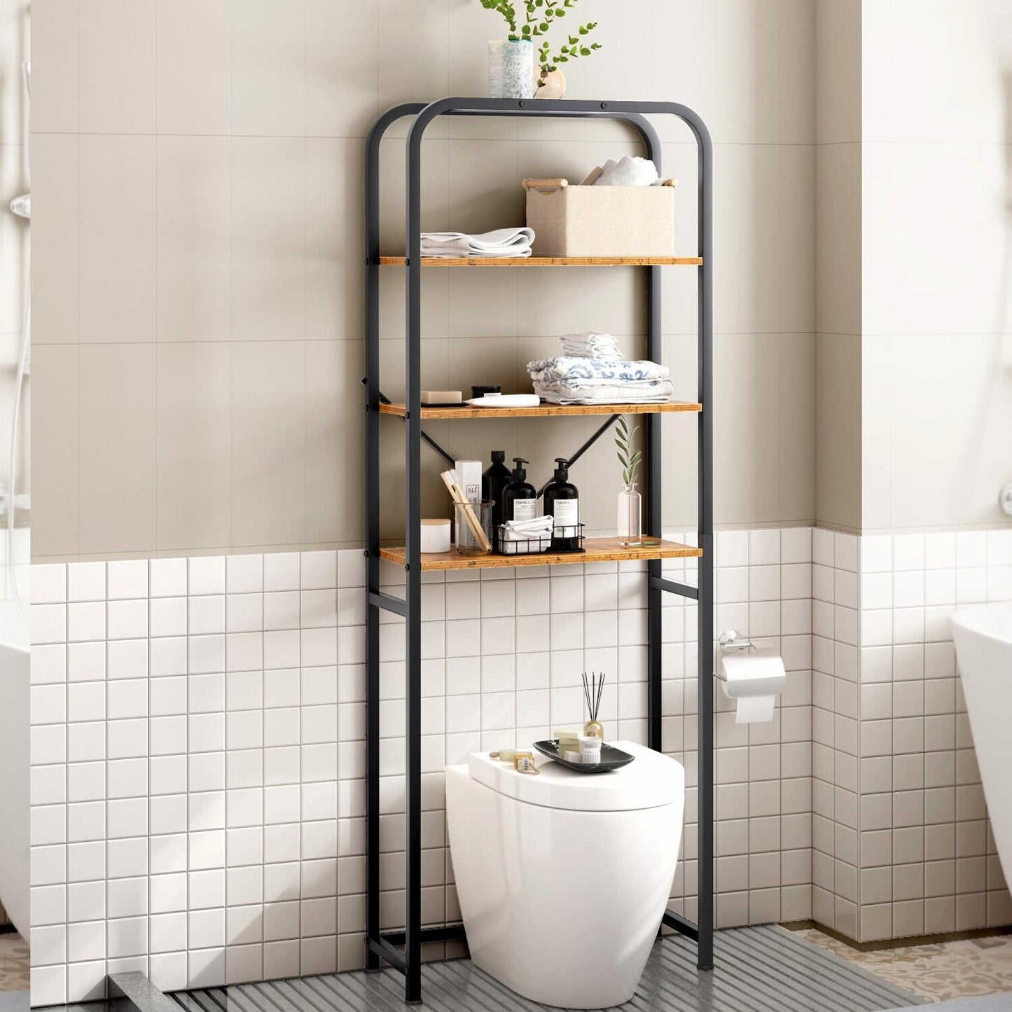 4-Tier Over The Tet Storage Bathroom Shelf