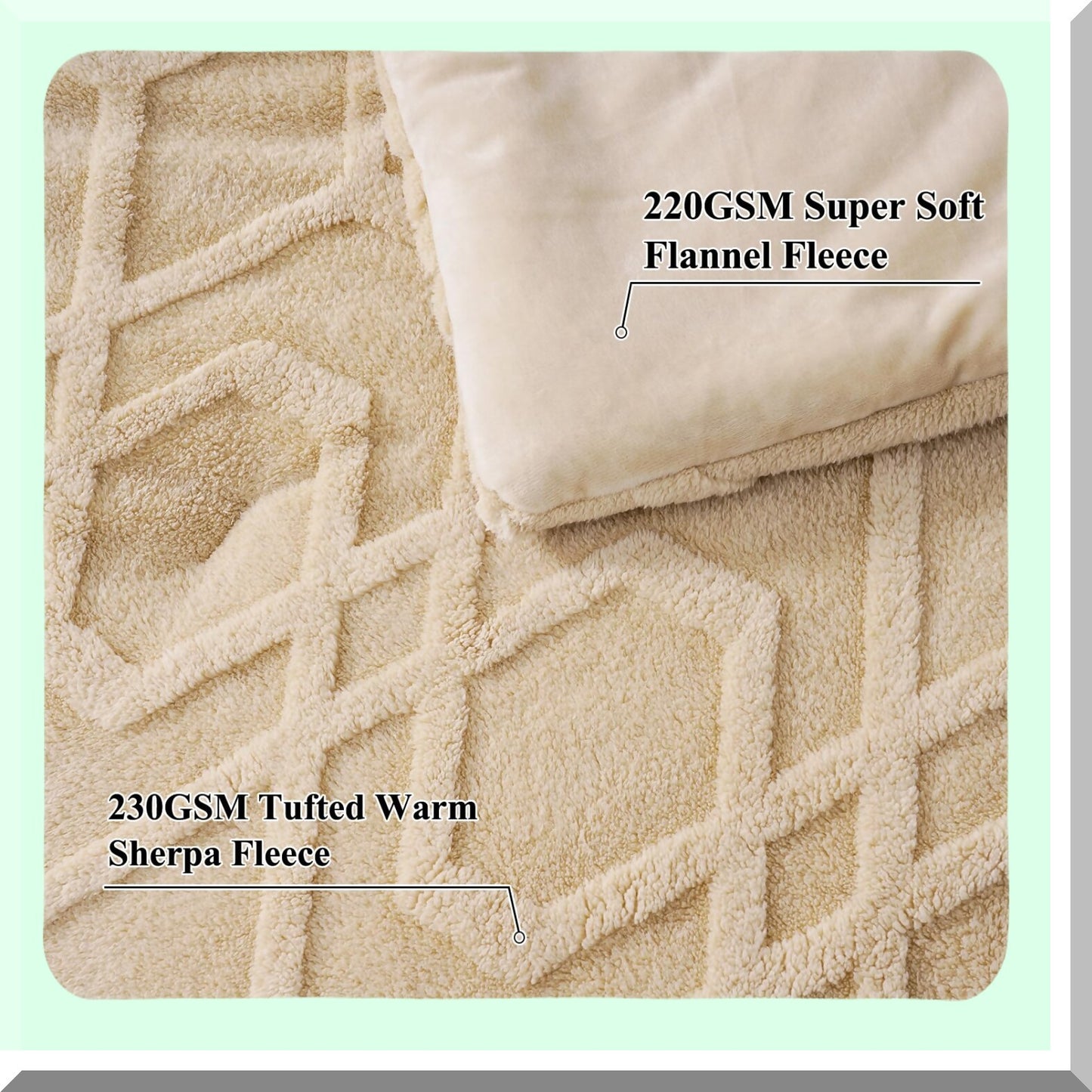 CozySherpa 3D Tufted Comforter Set - Fuzzy Fluffy Bedding for Winter - Soft Shaggy Sherpa - Beige - 104x90Inch