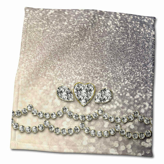 Glitter Pattern Towels 15x22 Inch Silver