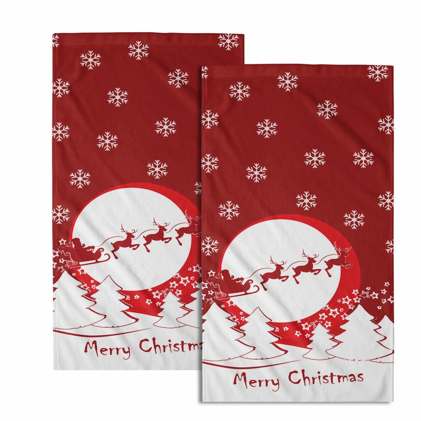 Red Hand Towels Set of 2 28x14in