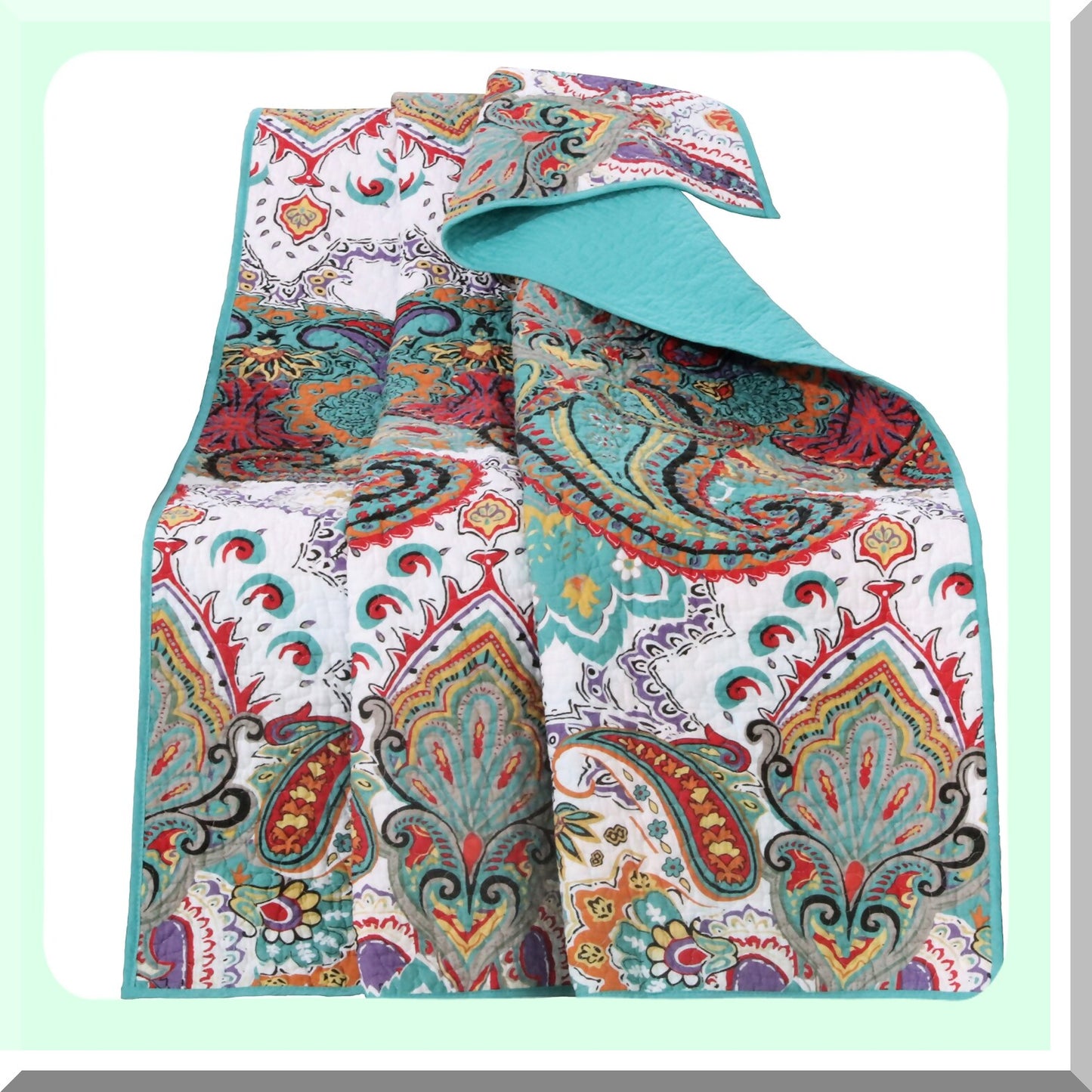 PureComfort Teal Cotton Quilted Throw Blanket