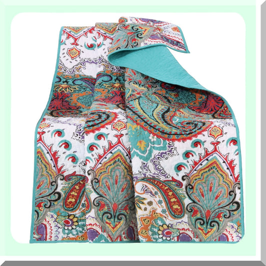 PureComfort Teal Cotton Quilted Throw Blanket