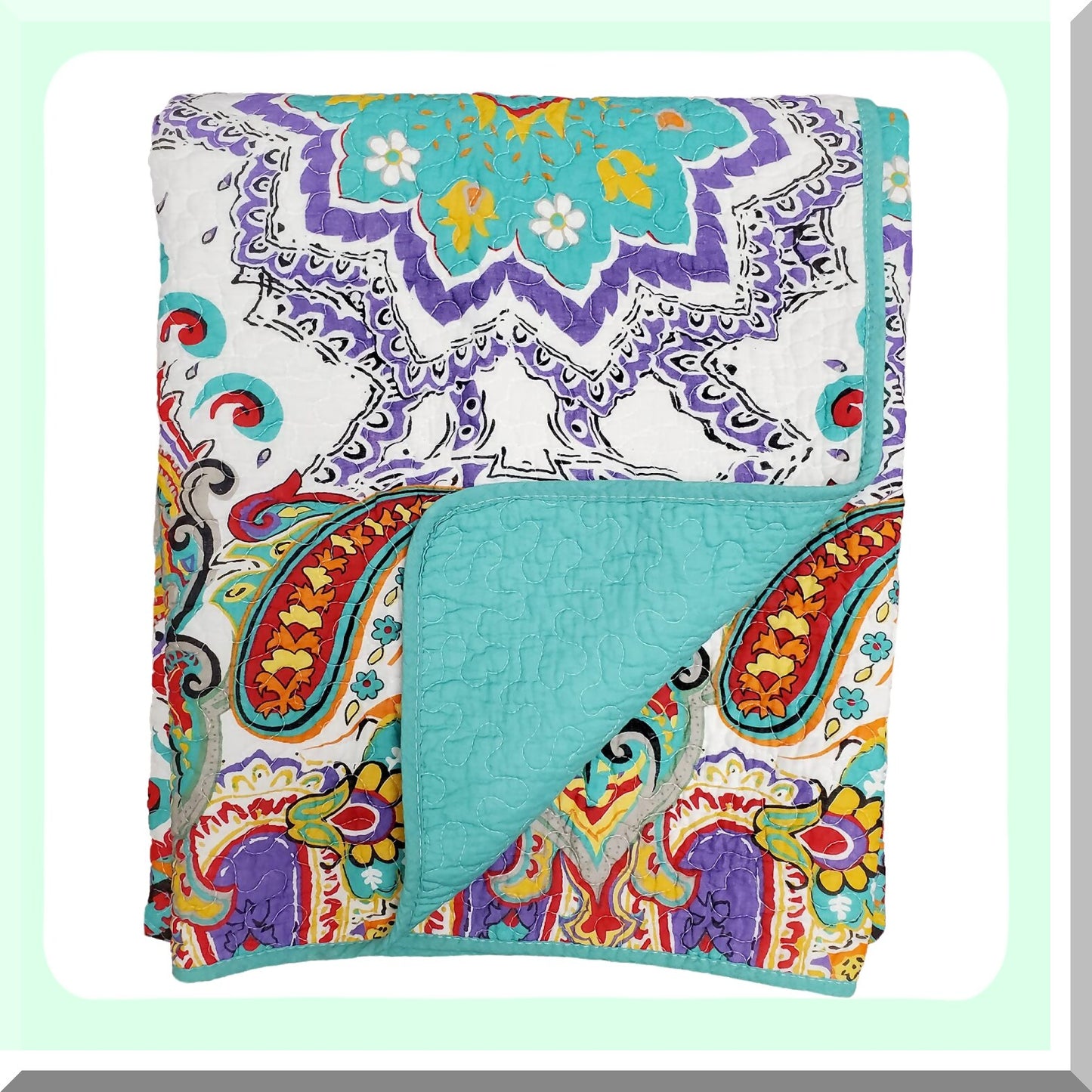 PureComfort Teal Cotton Quilted Throw Blanket