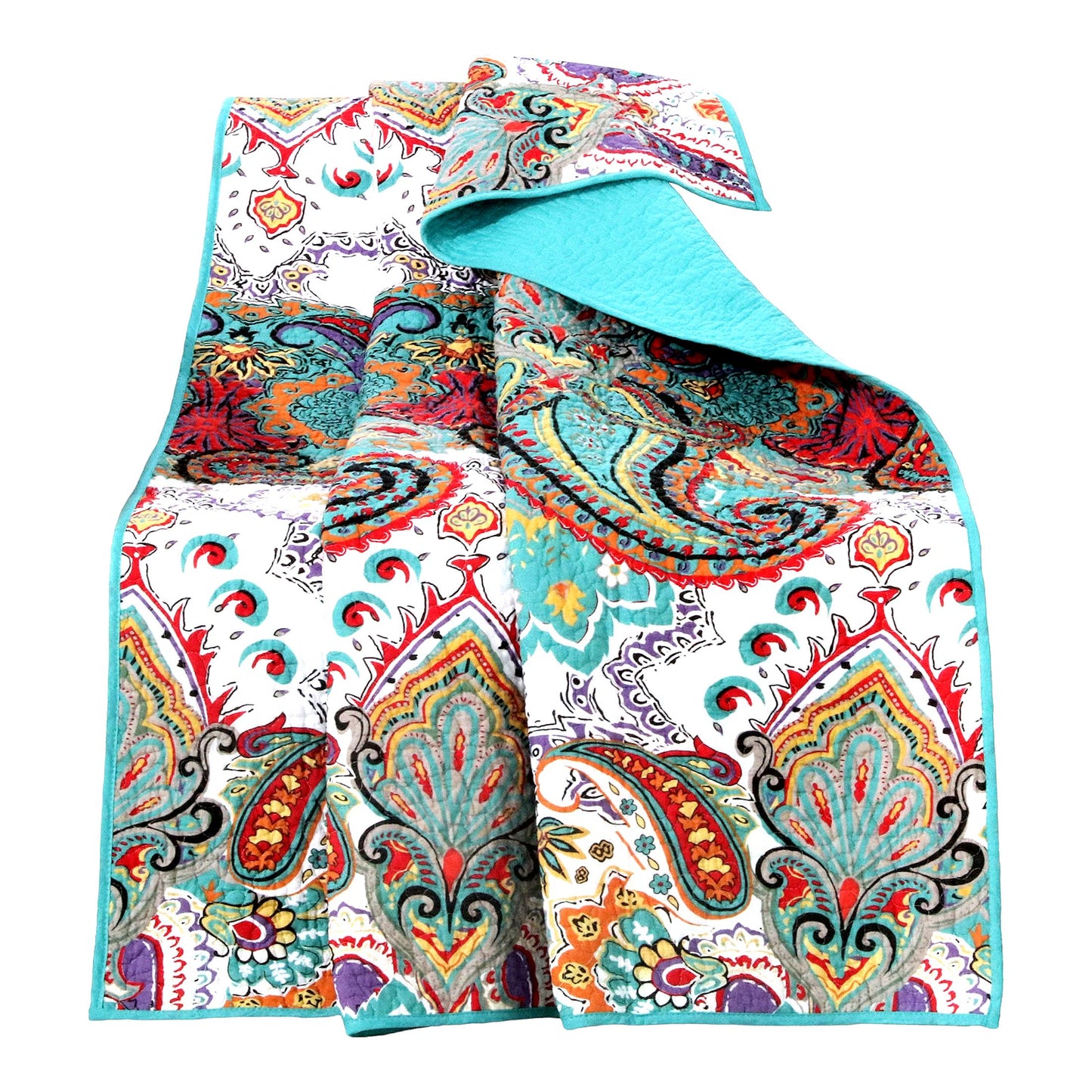 PureComfort Teal Cotton Quilted Throw Blanket
