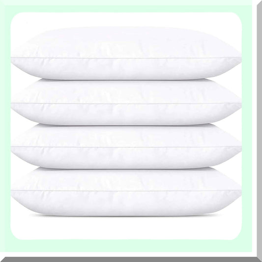 CloudComfort Pillow Set - Standard Size 4 Pack for Back & Stomach Sleepers. Hypoallergenic Microfiber Filling, Breathable & Friendly 20x26 inches.