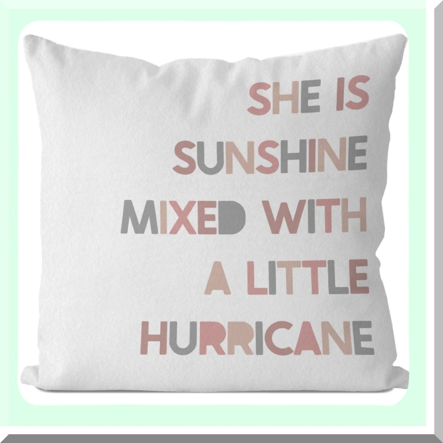 Sunshine Hurricane Girl Pillow Cover - Pink 18x18 Decorative Pillowcase for Girl Room, Playroom, Nursery - Beautiful Girls Decor