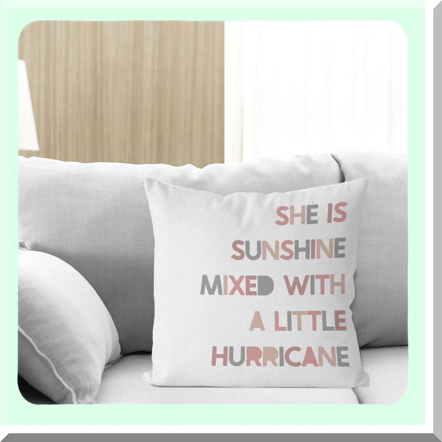 Sunshine Hurricane Girl Pillow Cover - Pink 18x18 Decorative Pillowcase for Girl Room, Playroom, Nursery - Beautiful Girls Decor