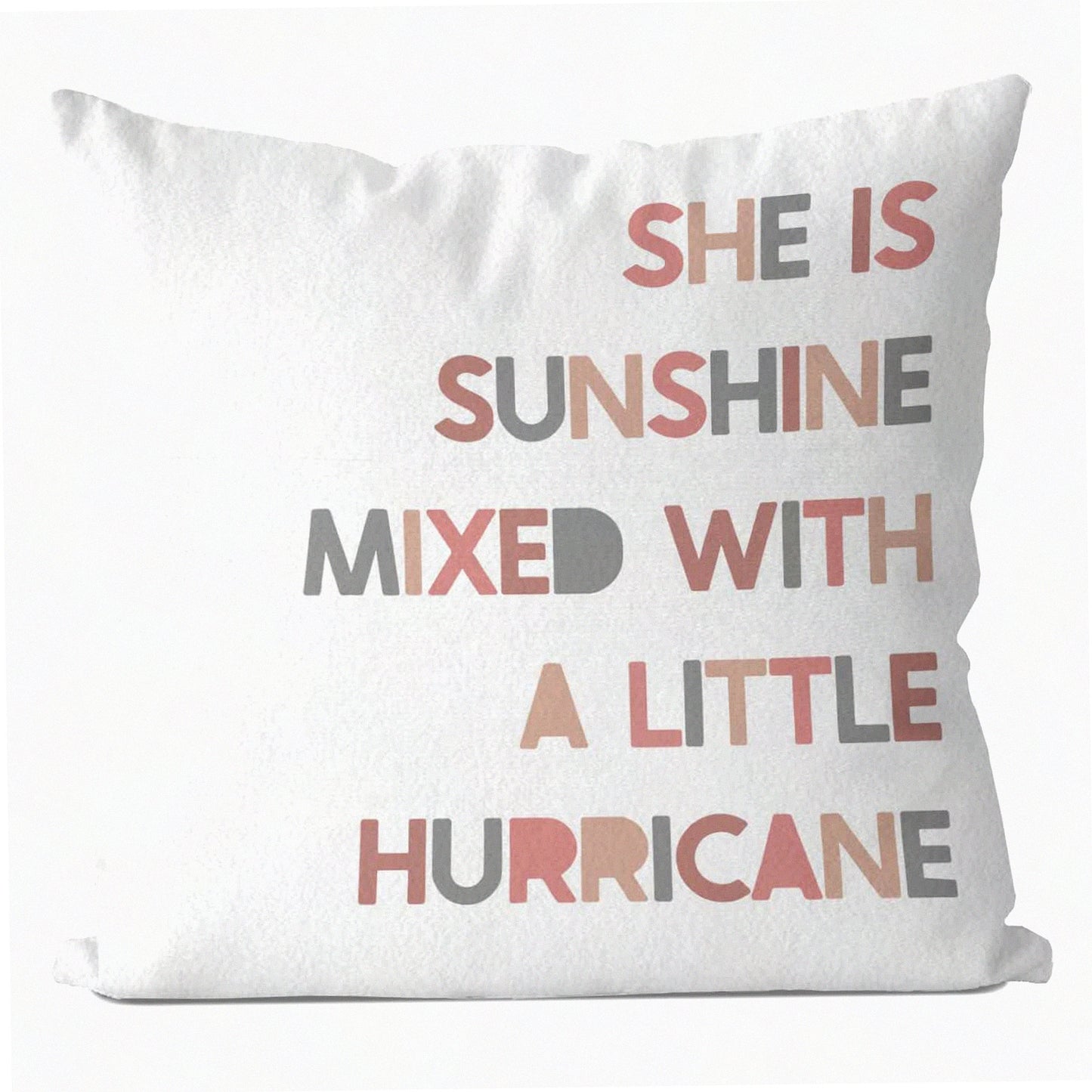 Sunshine Hurricane Girl Pillow Cover - Pink 18x18 Decorative Pillowcase for Girl Room, Playroom, Nursery - Beautiful Girls Decor