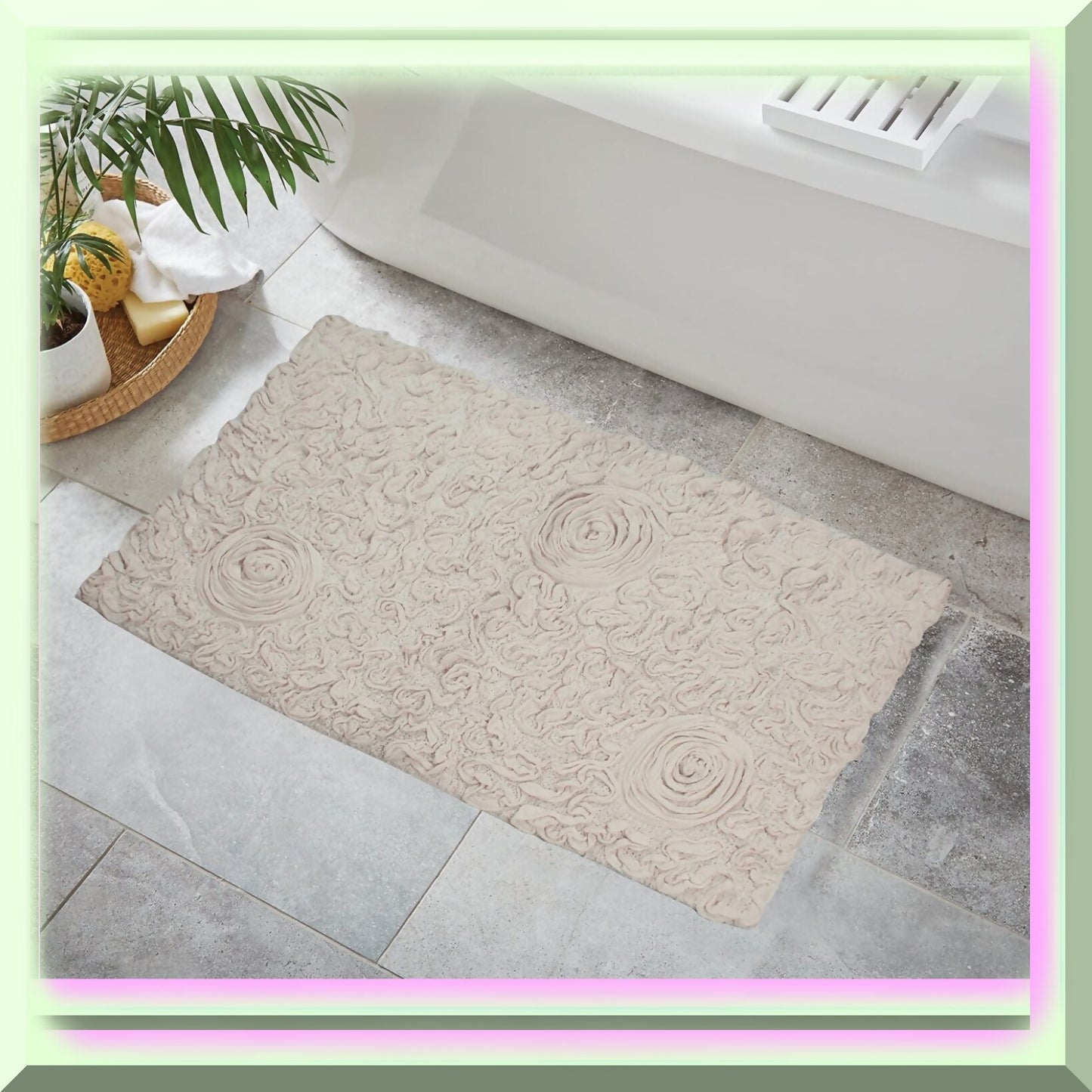 24x40 Ivory Cotton Tufted Bath Rug