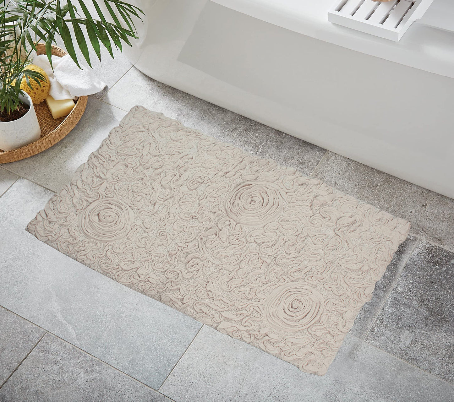 24x40 Ivory Cotton Tufted Bath Rug