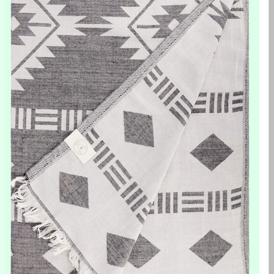 PureComfort Belize XL Cotton Throw Blanket Towel - 75x90 Inches, Black