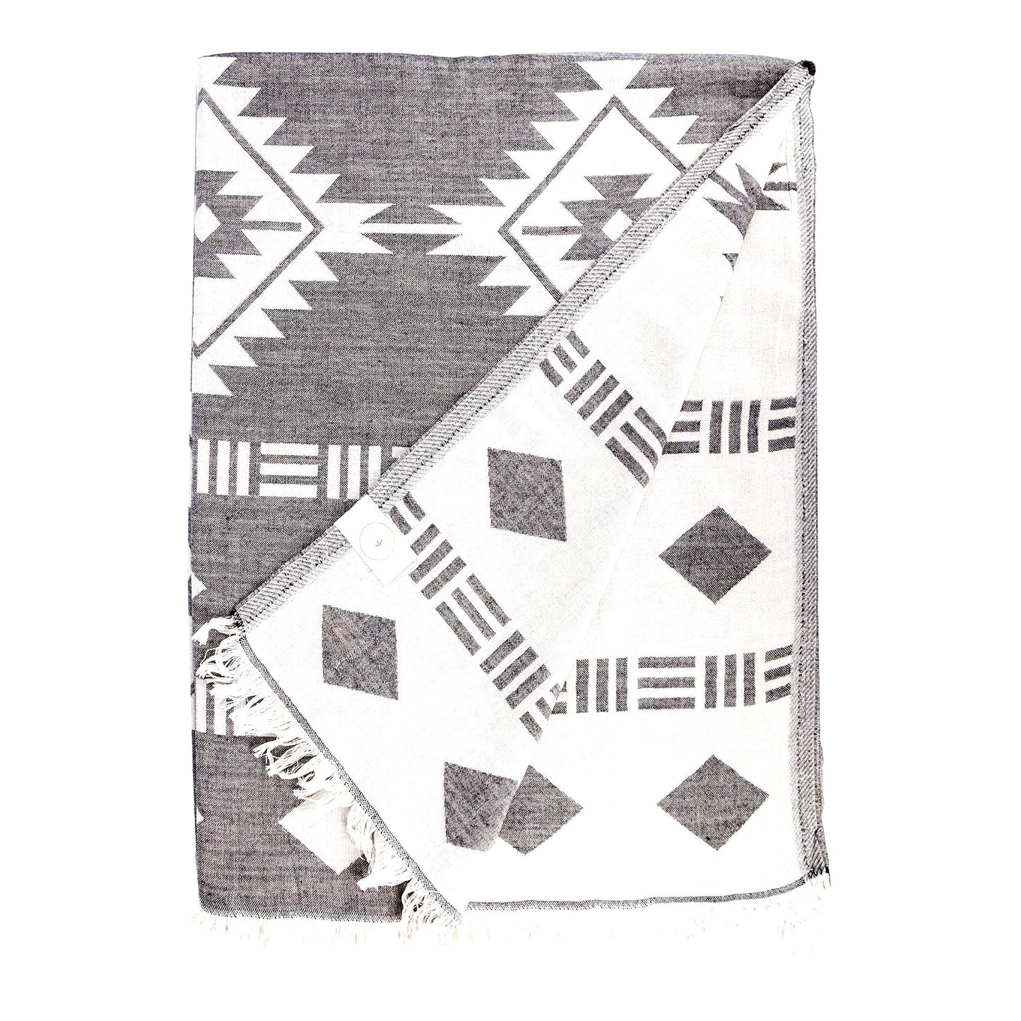 PureComfort Belize XL Cotton Throw Blanket Towel - 75x90 Inches, Black