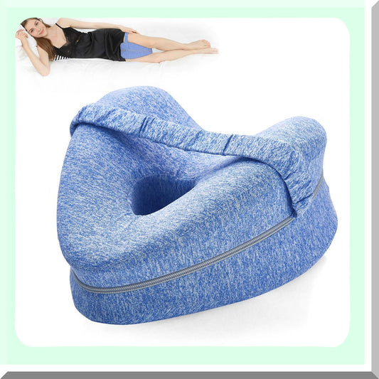 ErgoKnee Memory Foam Side Sleeper Leg Support Pillow - Strap, Removable Washable Cover - Ergonomic Cushion for Side Sleeping - Knee Pillow