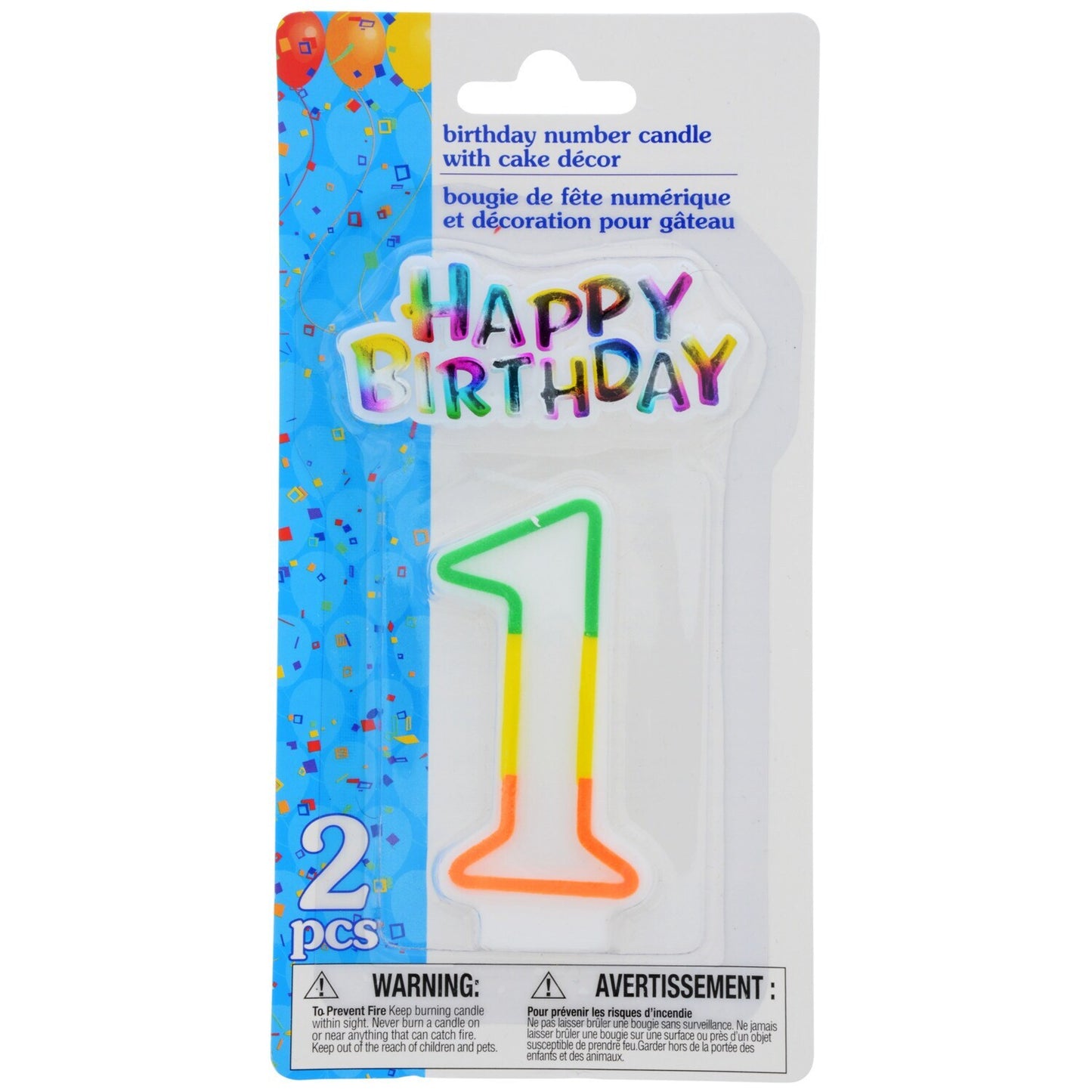 Number 1 Birthday Candles with Cake Decor, 2-pc. (Pack of 12)