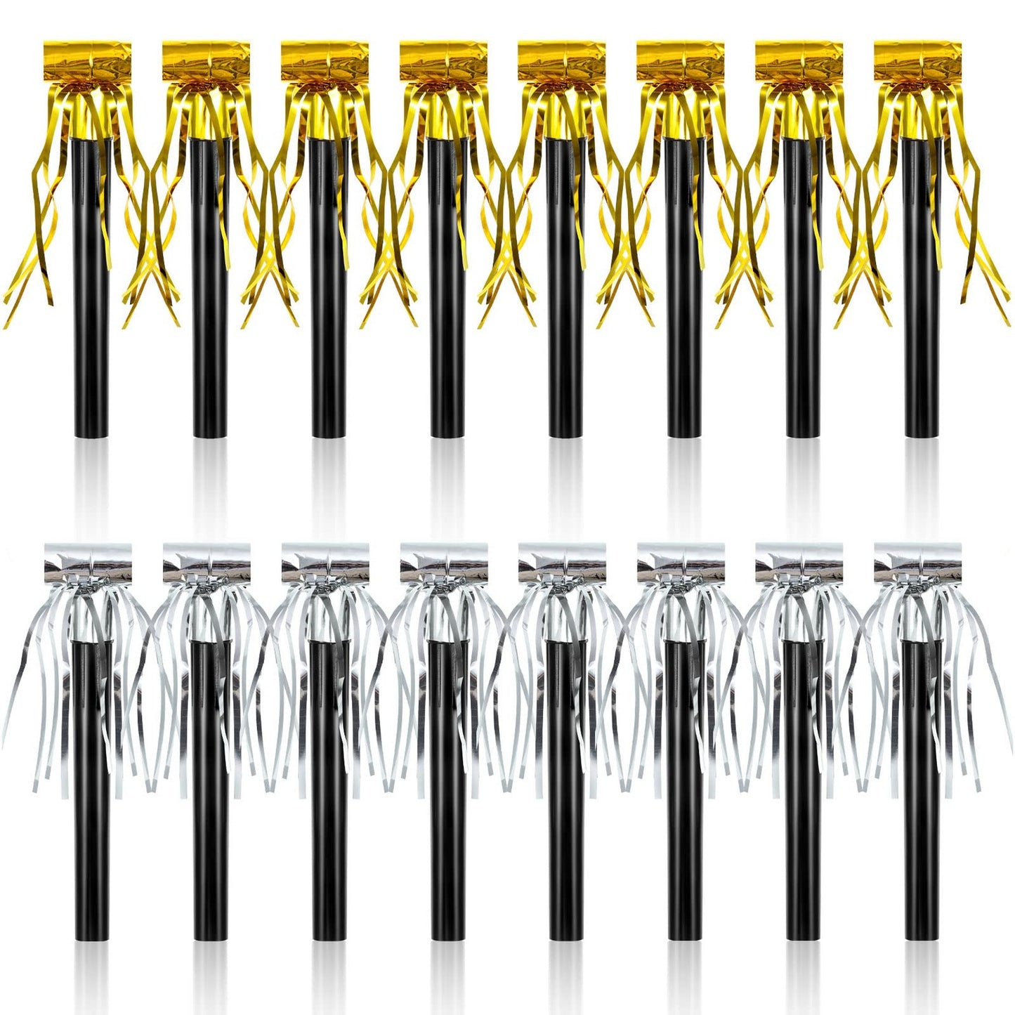 Party Noise Makers Set - 36 Gold and Silver Blowouts