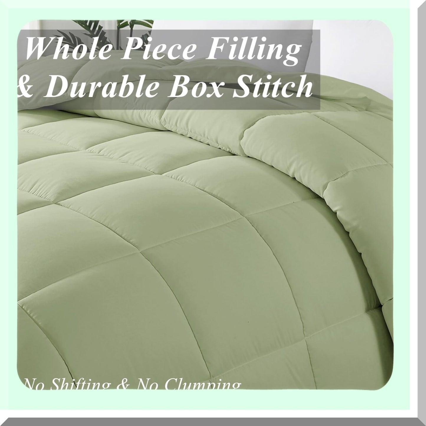 Sage Green All Season Comforter - Lightweight Down Alternative Quilted Duvet Insert for Full Size Bed - Hotel Quality Bedding for Winter & Summer - Warm & Fluffy 8286 Inch Dimensions
