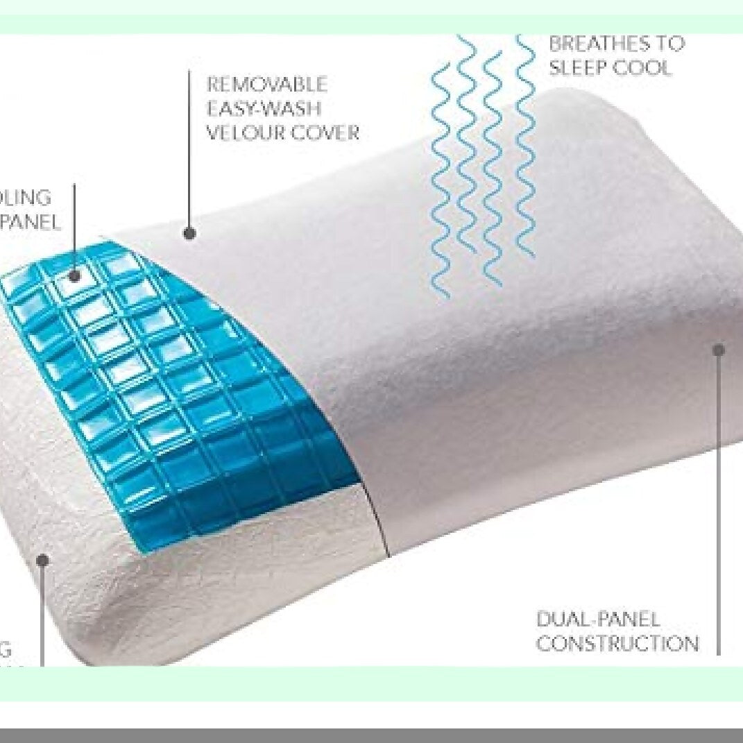 CoolGel OrthoSleep Pillow - Memory Foam Neck Support for Side Back Stomach Sleeper. Gusseted design with Cooling Gel Layer and Washable Bamboo Cover. Ideal for Sleeping and Travel.