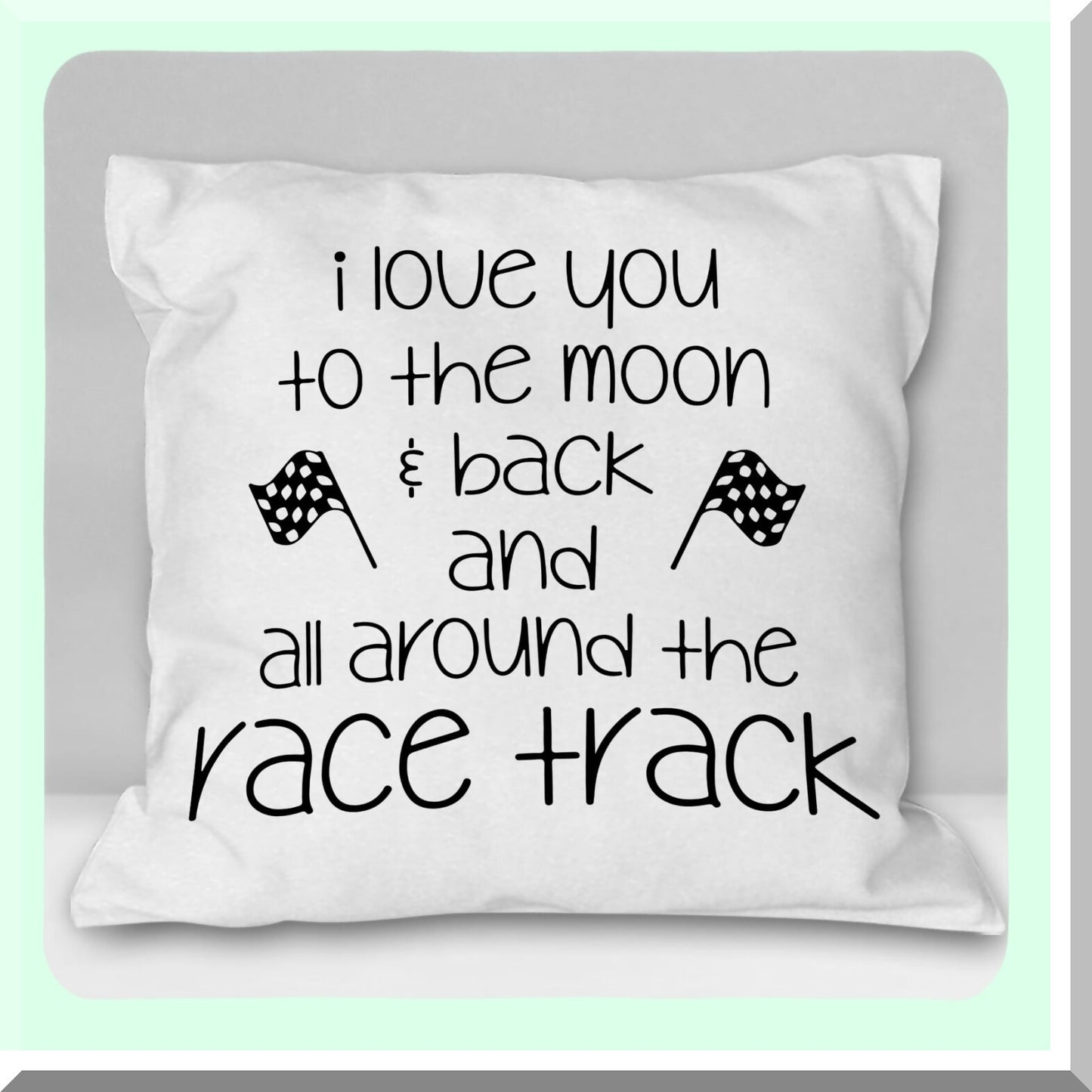 Race Car Love Soft Throw Pillow Cover - Racing Motorsports Decor for Home Sofa Living Room 18 x 18 Inch