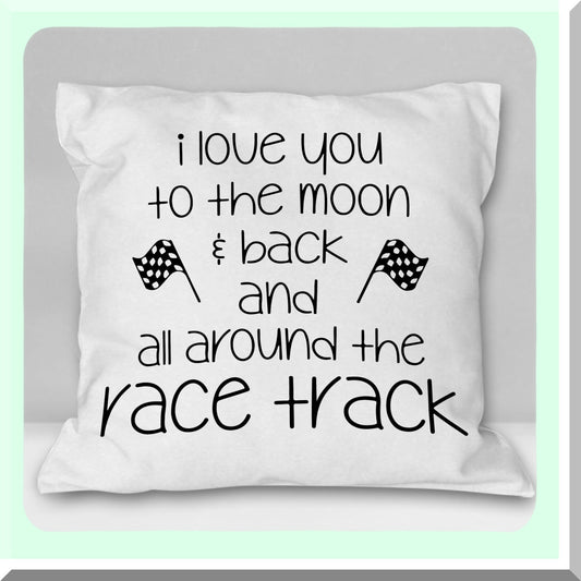 Race Car Love Soft Throw Pillow Cover - Racing Motorsports Decor for Home Sofa Living Room 18 x 18 Inch