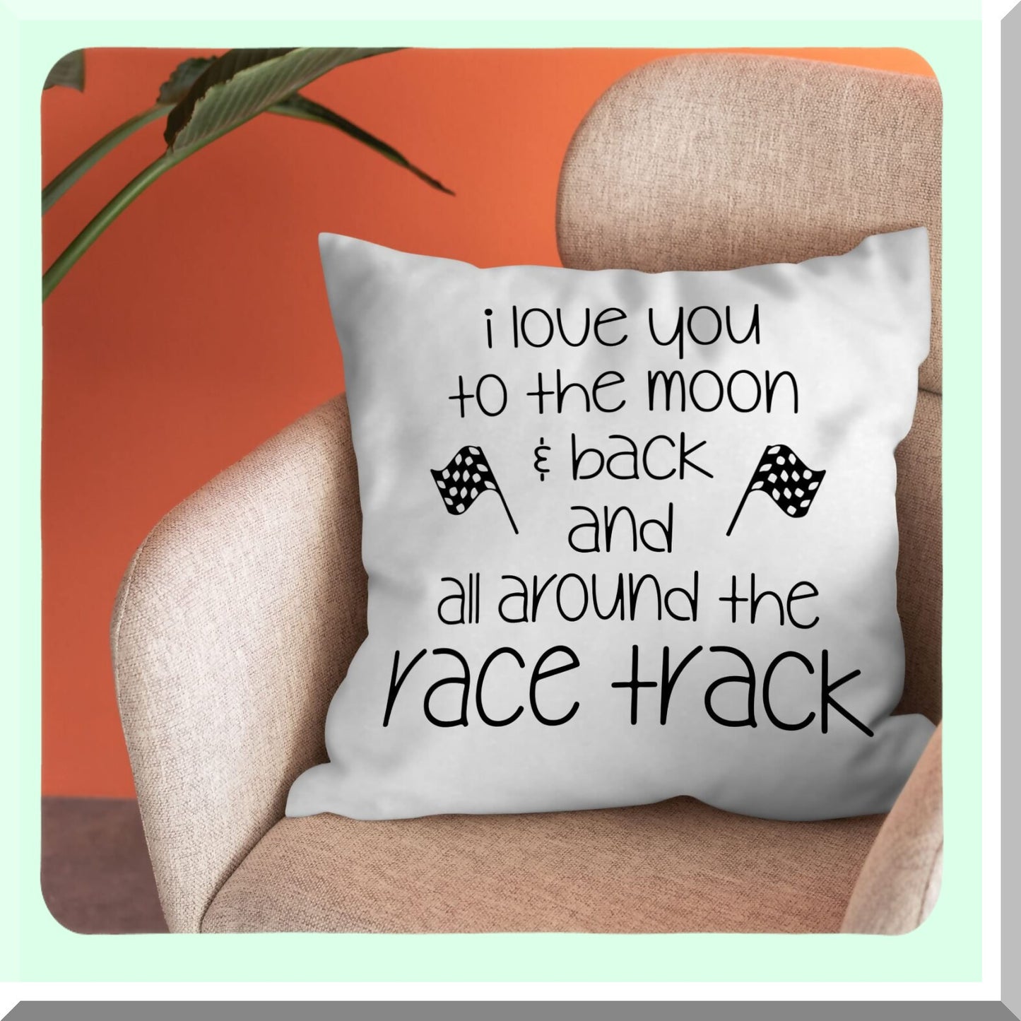 Race Car Love Soft Throw Pillow Cover - Racing Motorsports Decor for Home Sofa Living Room 18 x 18 Inch
