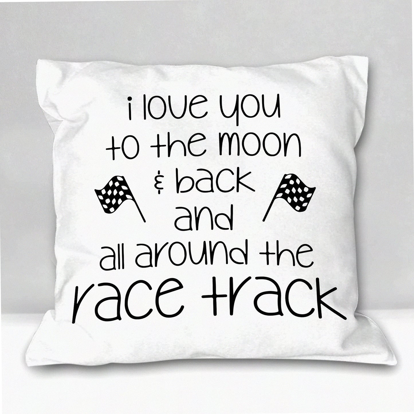 Race Car Love Soft Throw Pillow Cover - Racing Motorsports Decor for Home Sofa Living Room 18 x 18 Inch