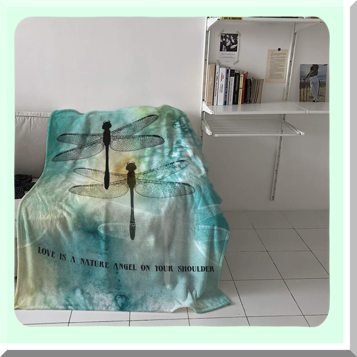 LuxSoft Flannel Fleece Throw Blanket - Lightweight, Super Soft & Cozy for All Seasons, Dragonfly Design, 40" x 60""