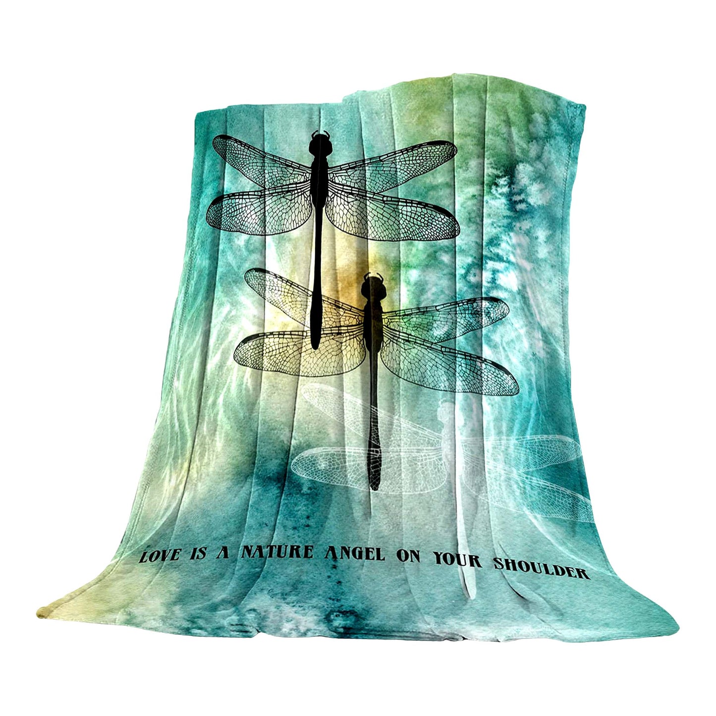 LuxSoft Flannel Fleece Throw Blanket - Lightweight, Super Soft & Cozy for All Seasons, Dragonfly Design, 40" x 60""