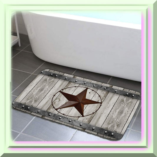 Rustic Barn Star Bathroom Rug 17x29 Inches