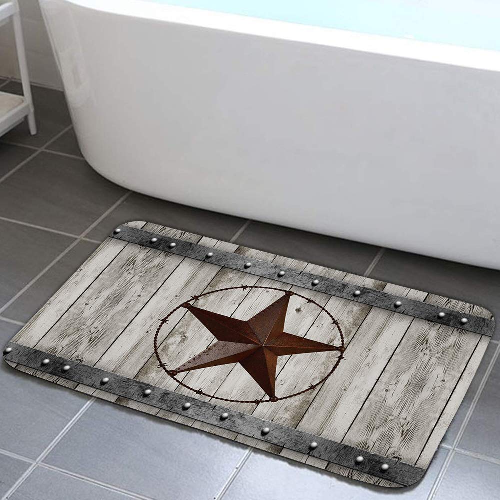 Rustic Barn Star Bathroom Rug 17x29 Inches