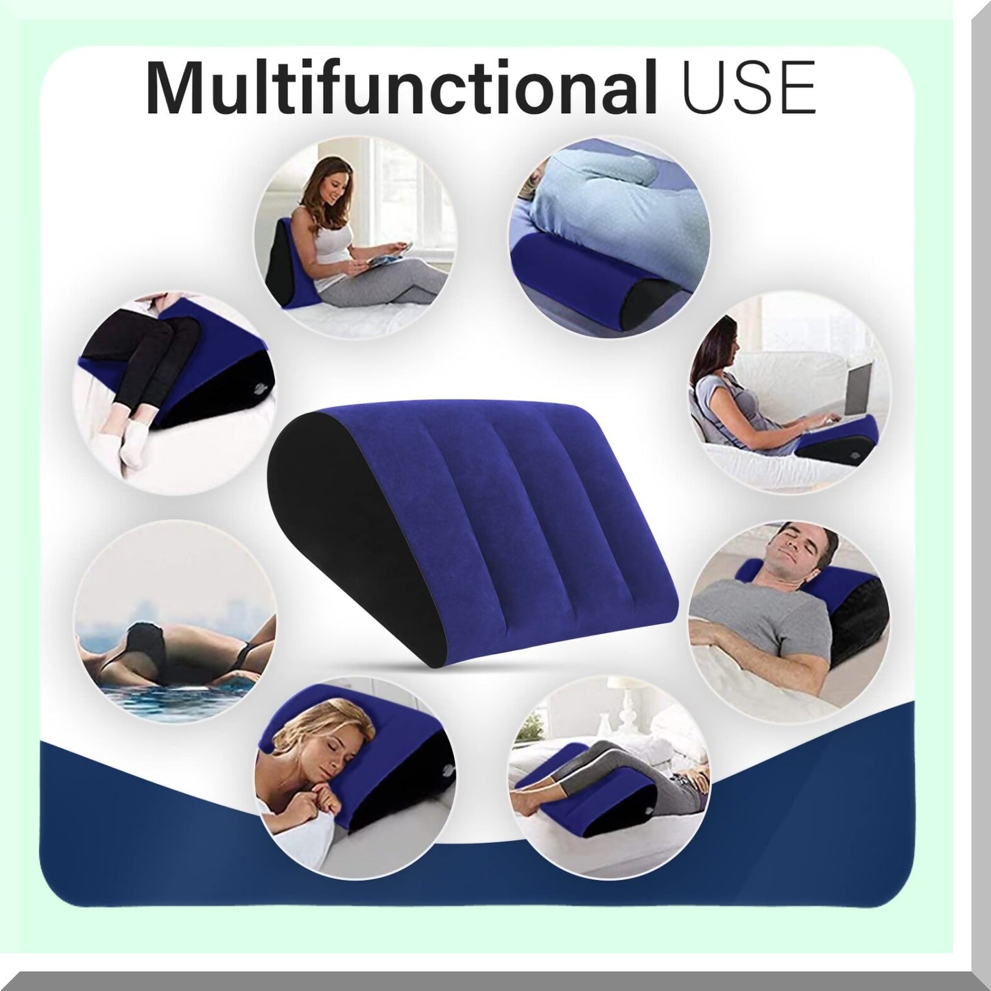 ElevateEase Inflatable Posture Aid Wedge - Lumbar Leg Support Pillow for Sleeping, Travel, Yoga - Reduces Waist & Back Pressure - Blue