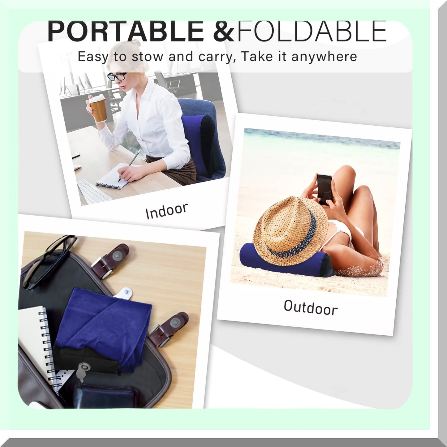 ElevateEase Inflatable Posture Aid Wedge - Lumbar Leg Support Pillow for Sleeping, Travel, Yoga - Reduces Waist & Back Pressure - Blue