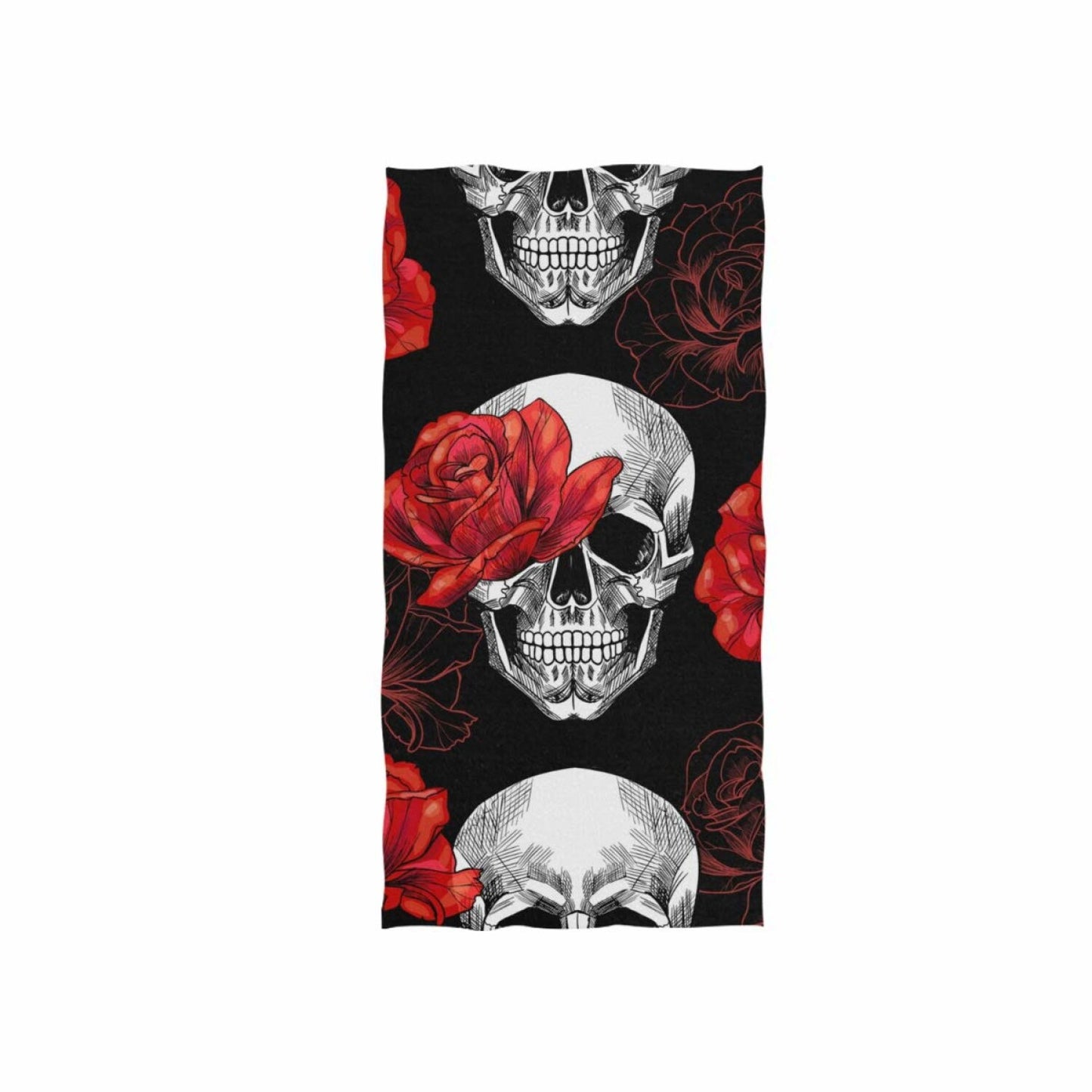 Skull and Red Roses Hand Towel