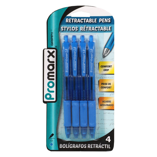 Promarx Grippy Blue Medium Ballpoint Pens, 4-ct. Packs (Pack of 36)